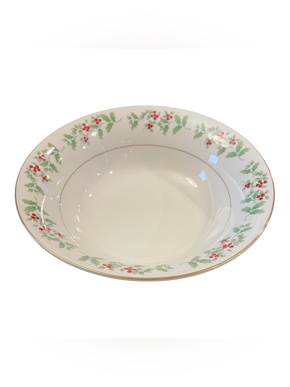 Gibson Everyday Christmas Charm Holly Berry Serving Bowl 9” Holiday No Chips
